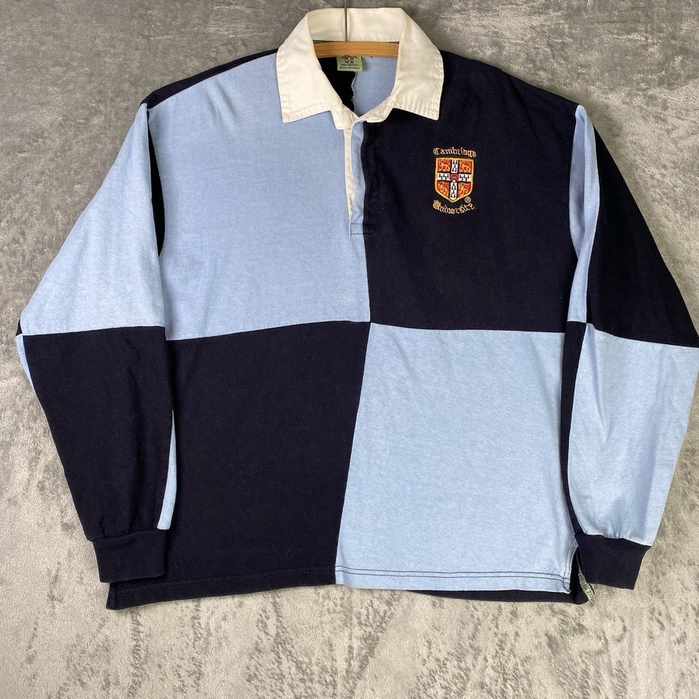 Vintage  Cambridge University Rugby Polo Shirt Mens Sz L Long Sleeve Preppy Y2K